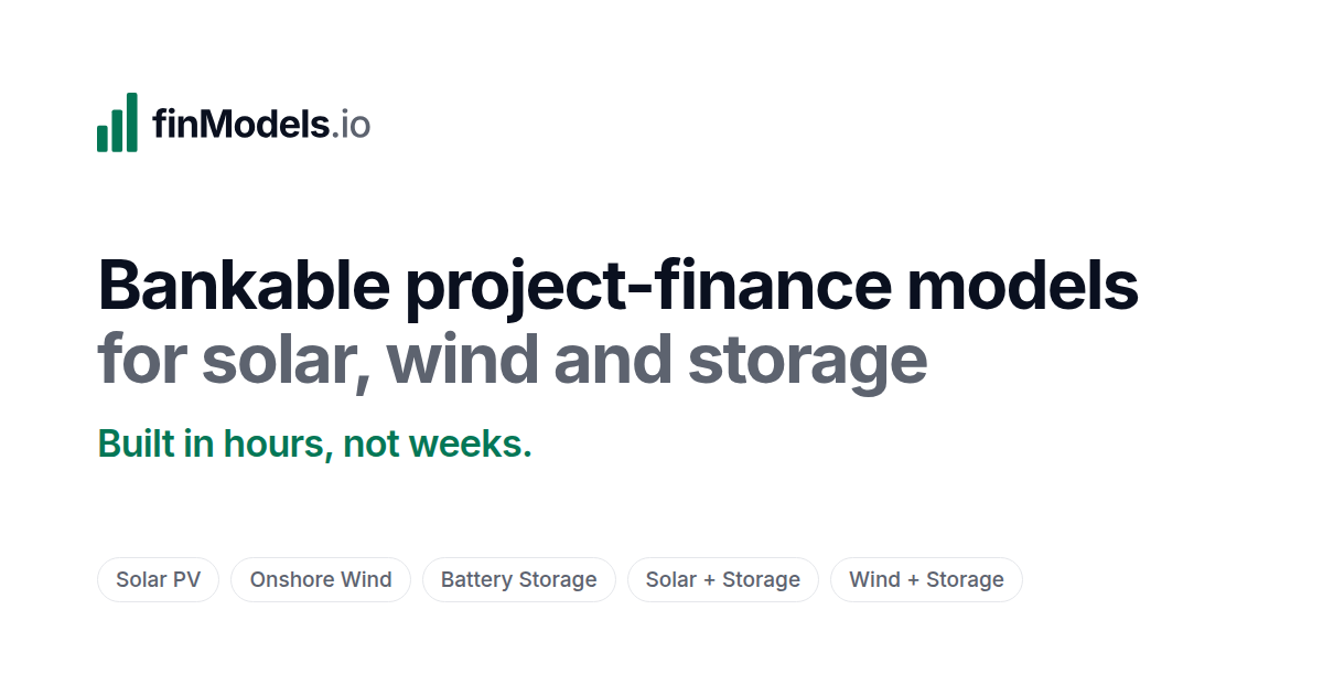 Finr Model finModels.io — AI-Powered Project Finance Modeling